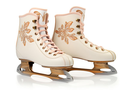 White background figure skates isolatedの素材