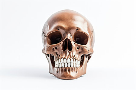 White background with isolated skull modelの素材