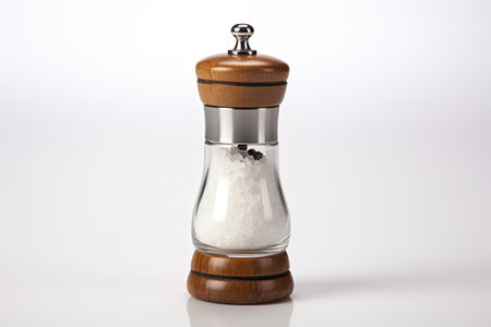 White background with side view of salt grinderの素材