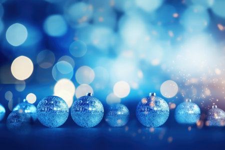 Christmas wallpaper decorations concept sparkling circle displays celebrations on a blurred blue andの素材