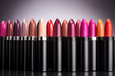 Different lipsticks captured individually against a white backdropの素材