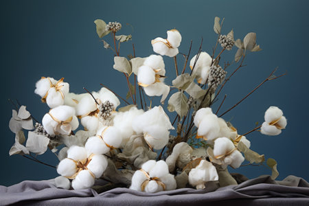 Eucalyptus accompanies cotton blossomsの素材