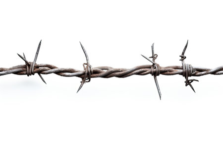 isolated barbed wire white backgroundの素材