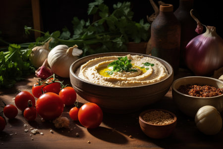 Hummus ingredients and bowlの素材