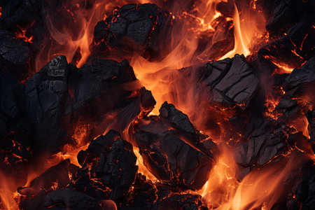 Burning coals depicted in abstract formの素材