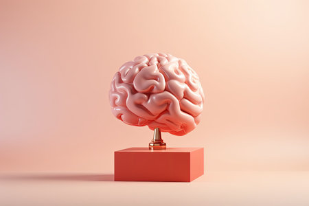 Brain model and question mark symbol representing concepts like problems solutions doubts and mentalの素材