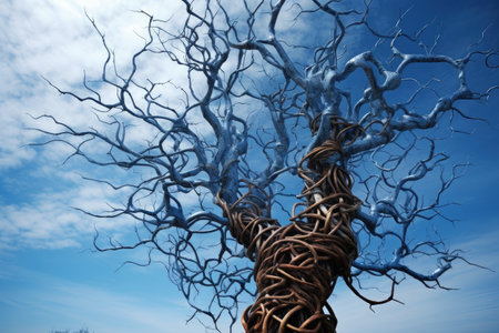 Blue sky tangled with barbsの素材