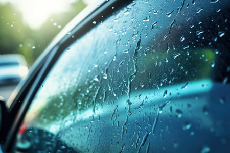 Car wiper cleans water off glassの素材