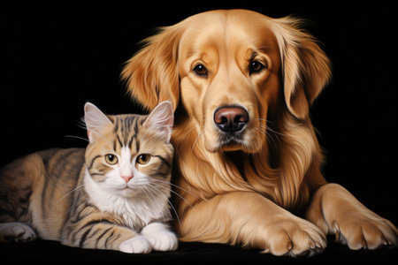 British cat and Golden Retrieverの素材