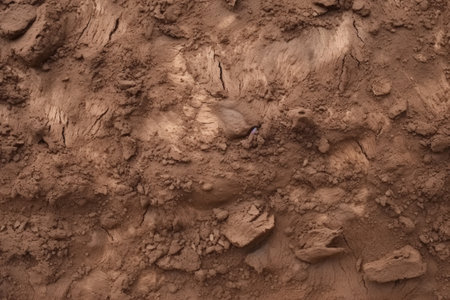 Mixture of wet brown soil and clay as rough sedimentsの素材