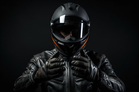 Motorcyclist s protective gear includes helmet gloves and safety concept for throttle controlの素材