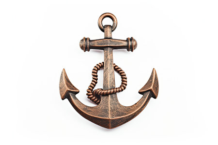 Sailboat anchors alone on white backdropの素材