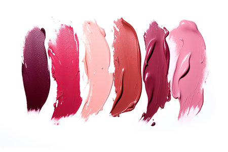 Smudged lipstick sample on white backgroundの素材