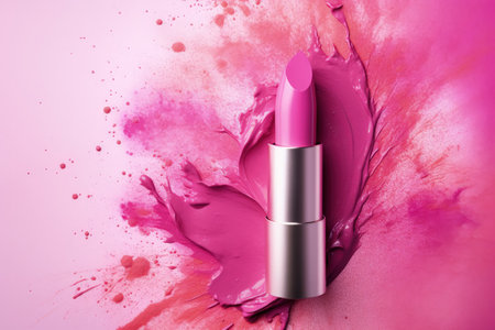 Smudged pink lipstick with empty borderの素材