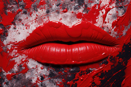 Smudged texture of red lipstick as a backgroundの素材