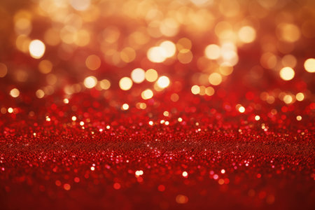Shiny red with golden glitter for Christmas backgroundの素材