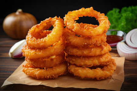 Homemade crispy onion rings instead of fast foodの素材