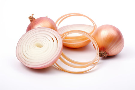 Isolated white background onion ringsの素材