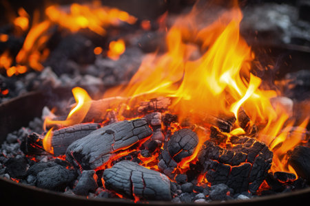 The fiery coals in the brazier s backdropの素材