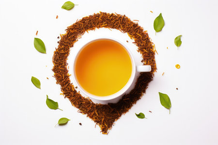 Tea themed creative layout on white backgroundの素材