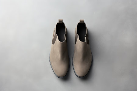 Suede brown women s chelsea boots on gray background top viewの素材