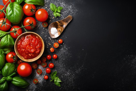 Tomato sauce ingredients cherry tomatoes garlic basil pepper saltの素材