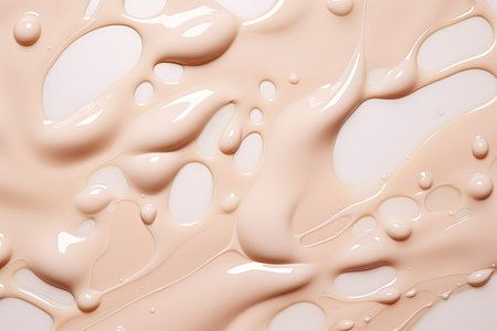 Beige grey smudge drops on liquid gel cosmetic with textured backgroundの素材