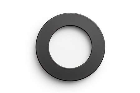 Black circular magnet on white backgroundの素材