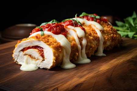 Italian Chicken Dynamite on a wooden surfaceの素材