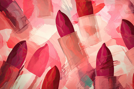 Geometric texture of lipstick smudges on backgroundの素材