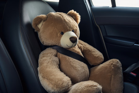 Safe teddy bear in car seatの素材