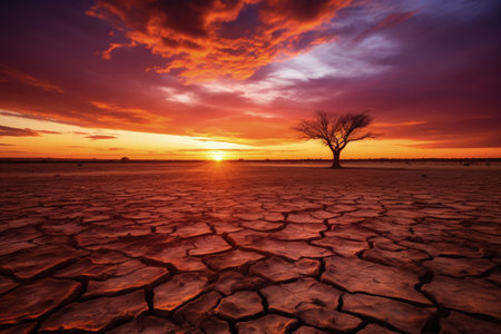 Sun setting above Australian Hay plainsの素材