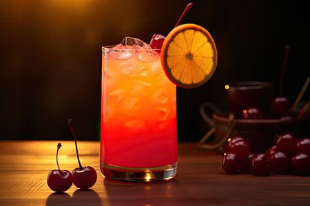 Tequila Sunrise Cocktail with Grenadine a boozy and refreshing drinkの素材