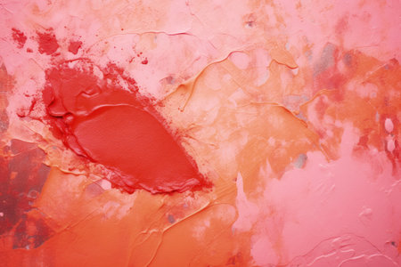 Pink red and orange smudged lip stick with textured backgroundの素材