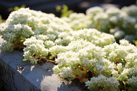 Prosperous Sedum album a type of White Stonecrop growing on tombstonesの素材