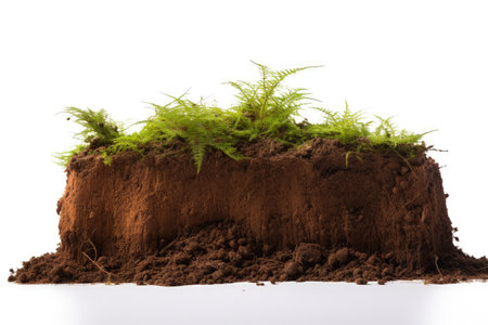 Peat moss separated on blank backdropの素材