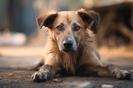 Sad stray dog with smart eyes homeless and abandonedの素材