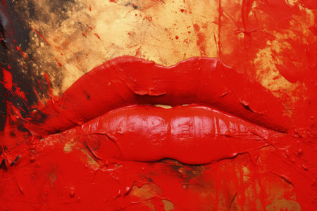 Smudged texture of red lipstick as a backgroundの素材
