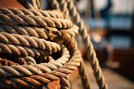 Taut rope by ship s sideの素材