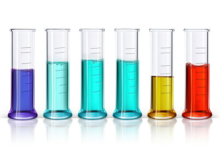 Test tubes in a laboratory on a white backgroundの素材