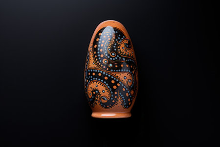 Top down view of a ceramic salt shaker on a black surfaceの素材