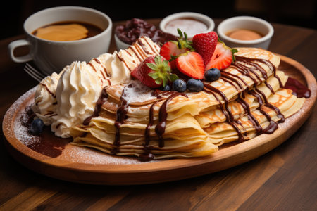 Variety of crepes pancakes and wafflesの素材