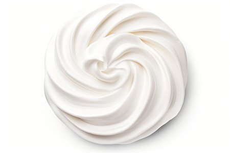 Whipped cream swirl on white background isolatedの素材