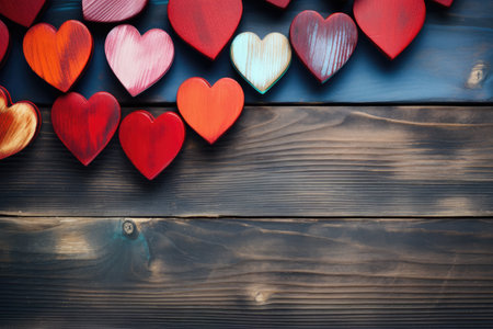 Wooden backdrop with heart motifsの素材