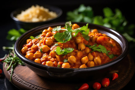Chana Masala curry with chickpeasの素材