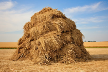 Field with haystackの素材