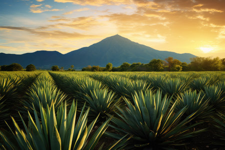 Mexican agave landscape for tequila productionの素材