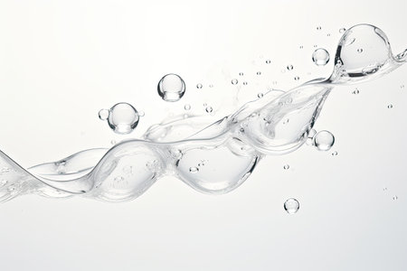 Many tiny sparkling water droplets moving on a pale surfaceの素材