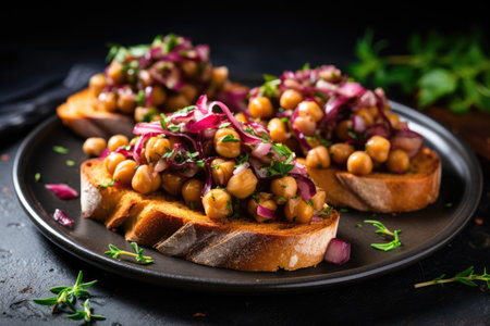 Nutritious chickpea onion and herb bruschettaの素材