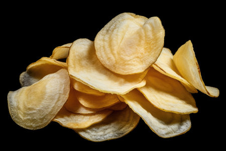 Potato chips are featured on a white background Groupの素材